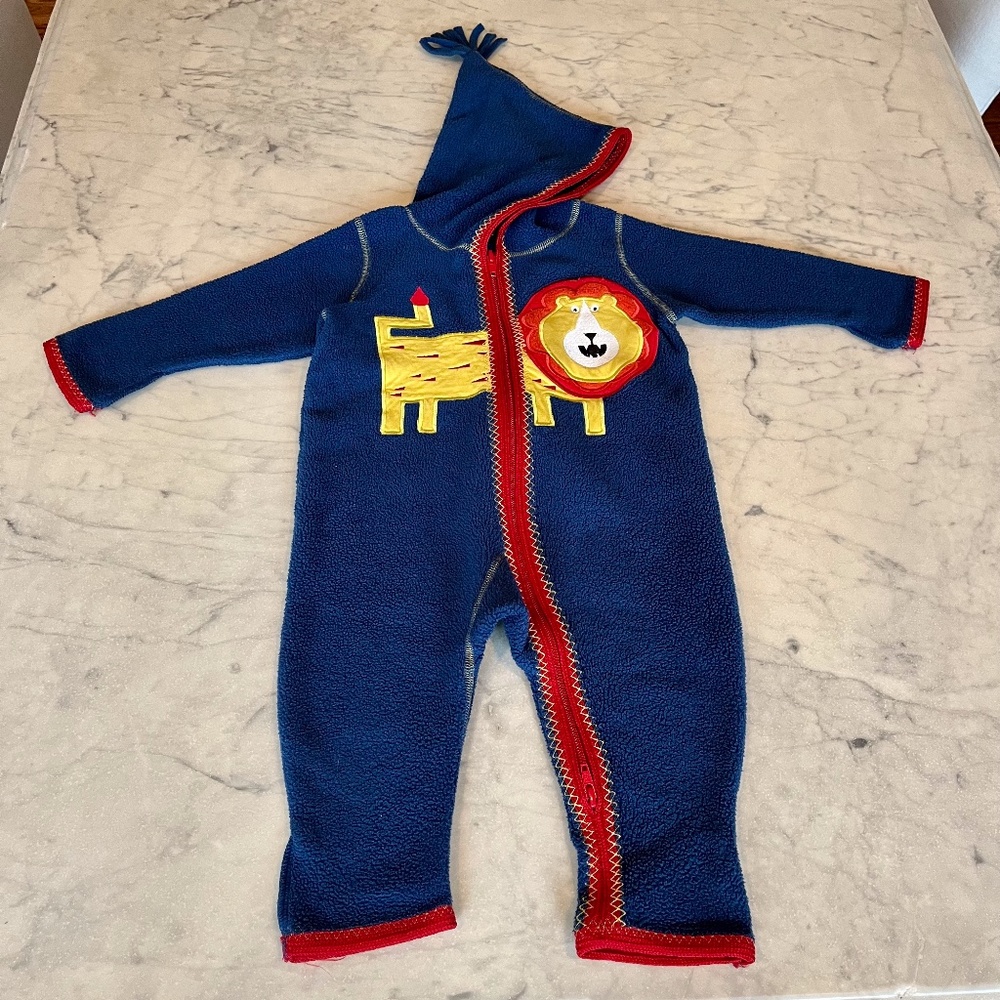 Hooded Baby Zip One Piece with Lion